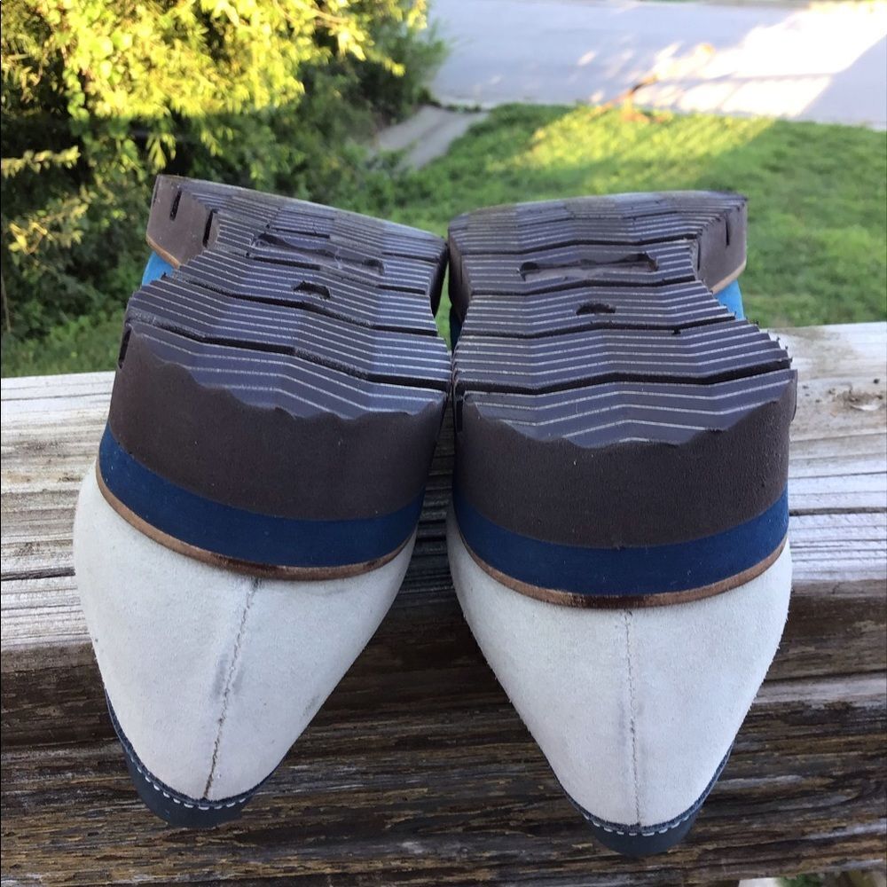 Girotti Blue Suede Penny Loafers Size 39 - Picture 7 of 13